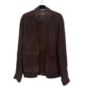 Tommy Bahama Men's Suede Leather‎ Zip Jacket Brown Large Casual Resort Coastal